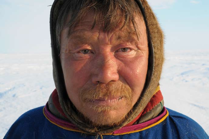 Guenady Seratetto, 53 ans, éleveur Nenets. Péninsule de Yamal. Mars 2008.