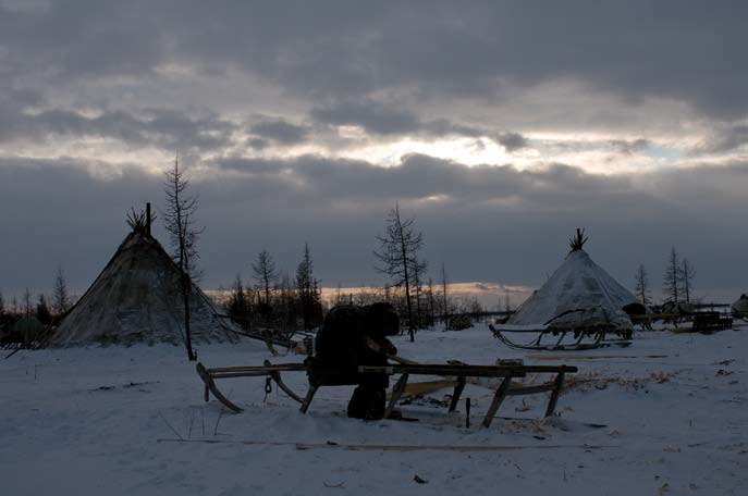 Brigade 17, région de Yar Salé. Péninsule de Yamal. Mars 2008.