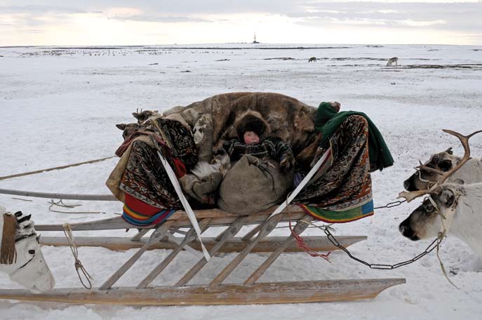 Dans l’attente du départ. Péninsule de Yamal. Mars 2008.